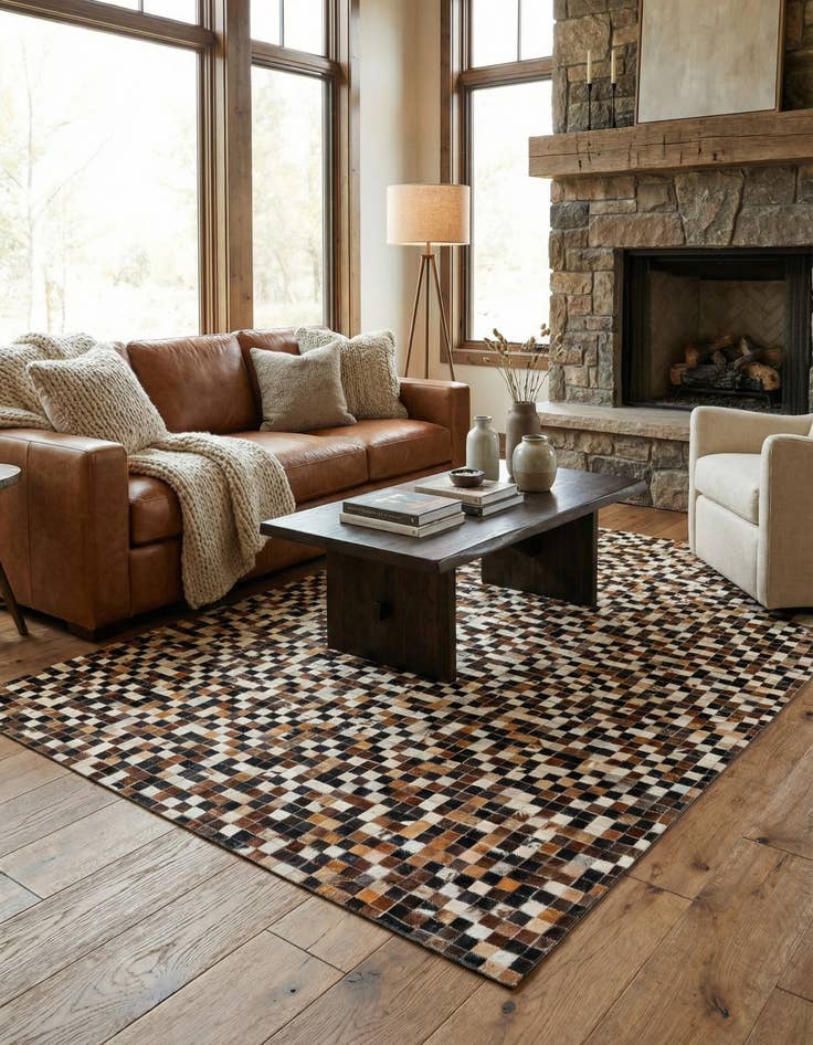 Detail image of 5' 3 x 7' 8 Cowhide Stocks Rug