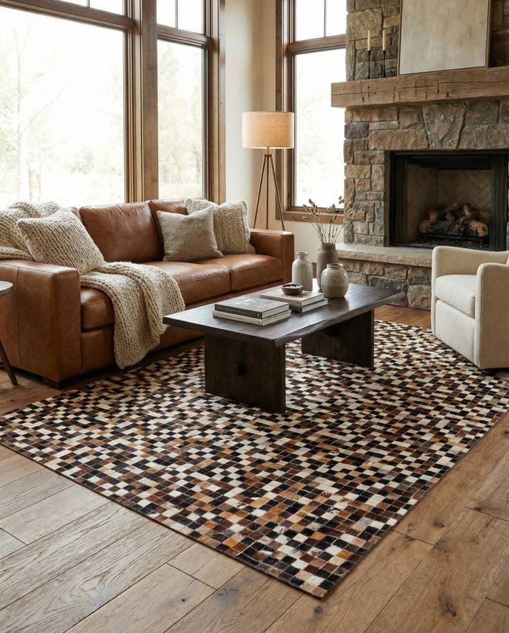 Detail image of 5' 3 x 7' 8 Cowhide Stocks Rug