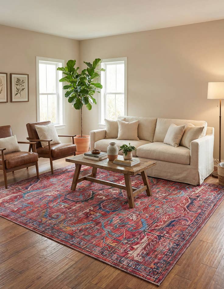 Detail image of 7' 3 x 7' 3  Washable Maahru Square Rug