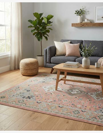 Rose Pink Kamala Washable Rug