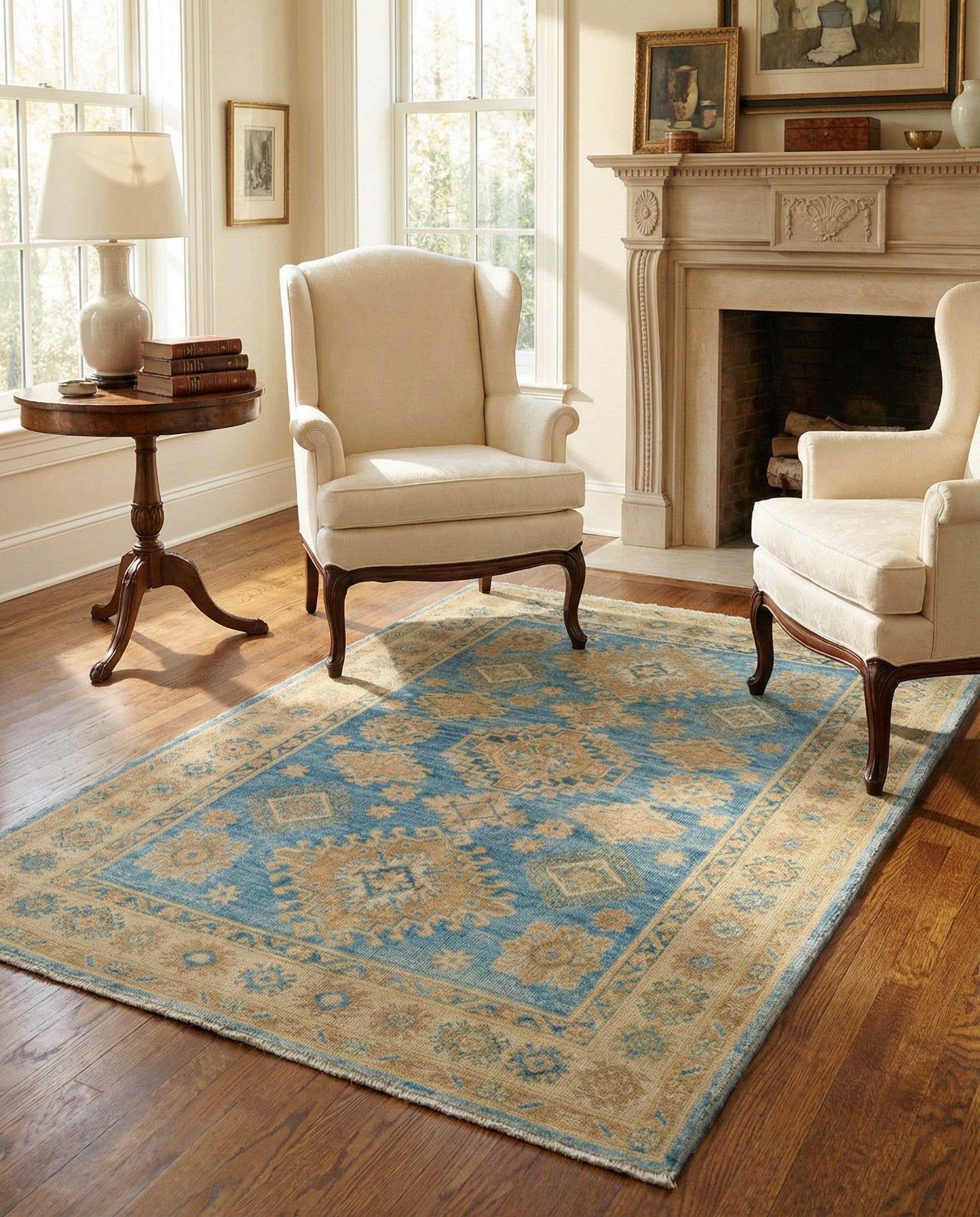 4' x 5' 9 Hand Knotted Oushak Wool Rug