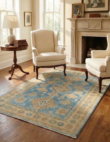 4' x 5' 9 Hand Knotted Oushak Wool Rug