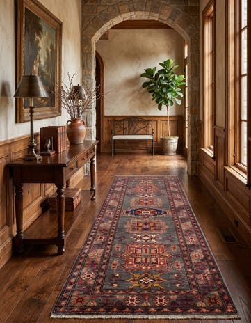 2' 9 x 8' 3 Hand Knotted Kazak Runner Rug