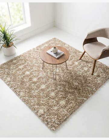 Light Brown Moroccan Trellis Shag Square Rug