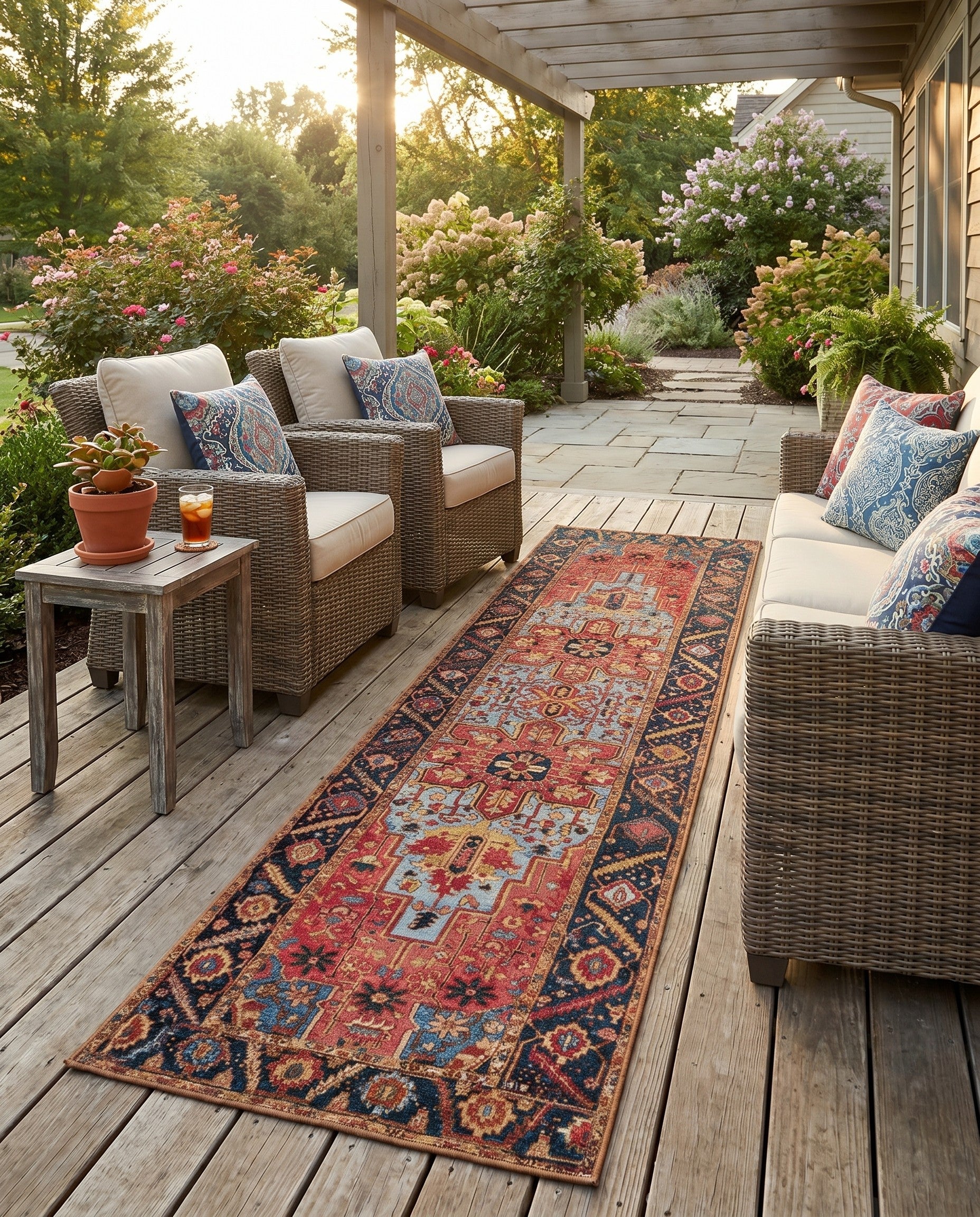 2' 7 x 10' Easy-Clean Traditional Indoor / Outdoor Runner Rug