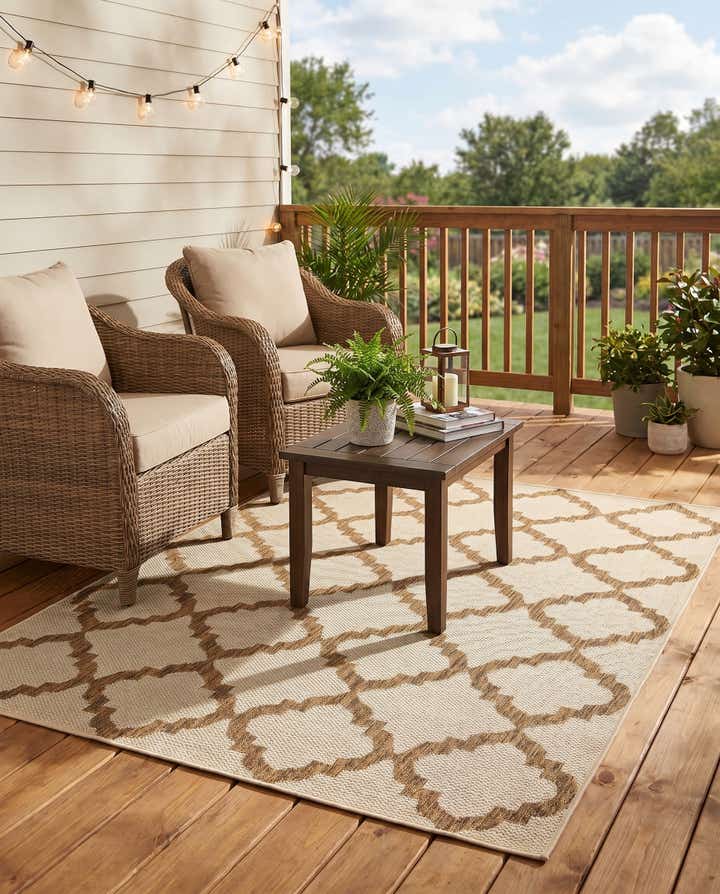 5' 3 x 8' Easy-Clean Trellis Indoor / Outdoor Rug