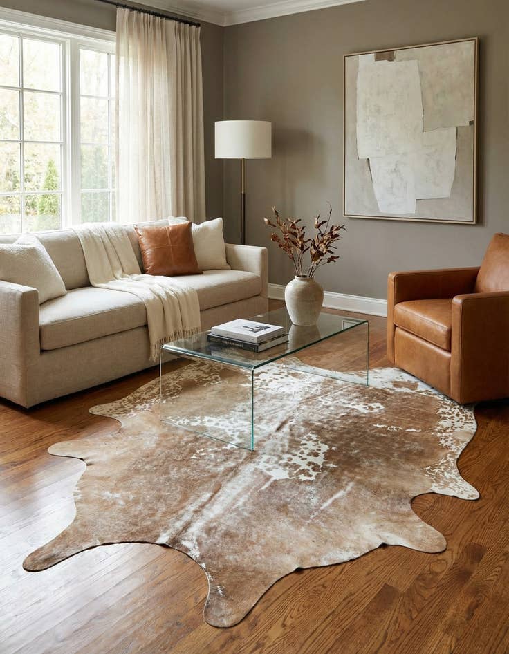 Detail image of 5' 8 x 6' 5 Cowhide Leather Rug