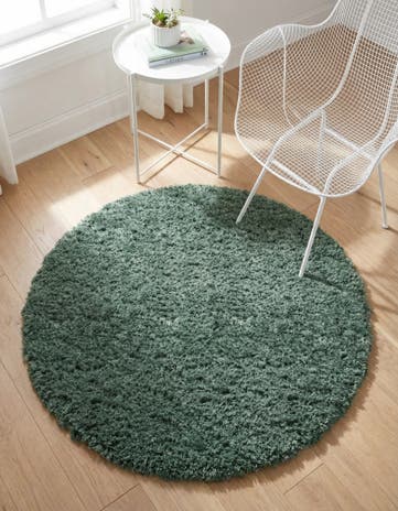 Forest Green Infinity Shag Round Rug