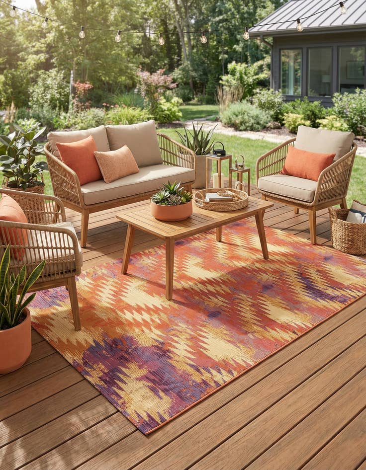 Detail image of 5' 3 x 8' Easy-Clean Modern Indoor / Outdoor Rug