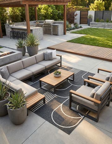 13' x 13' Easy-Clean Modern Indoor / Outdoor Square Rug