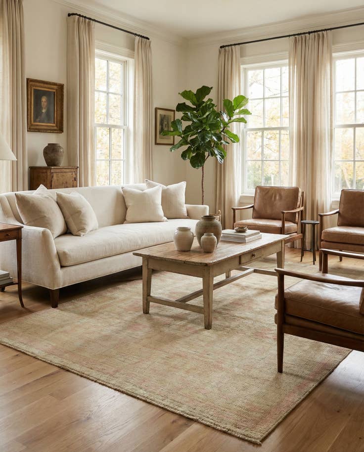 Detail image of 5' 1 x 6' 11 Hand Knotted Oushak Wool Rug