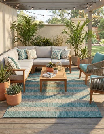 5' 3 x 8' Easy-Clean Ribbon Indoor / Outdoor Rug