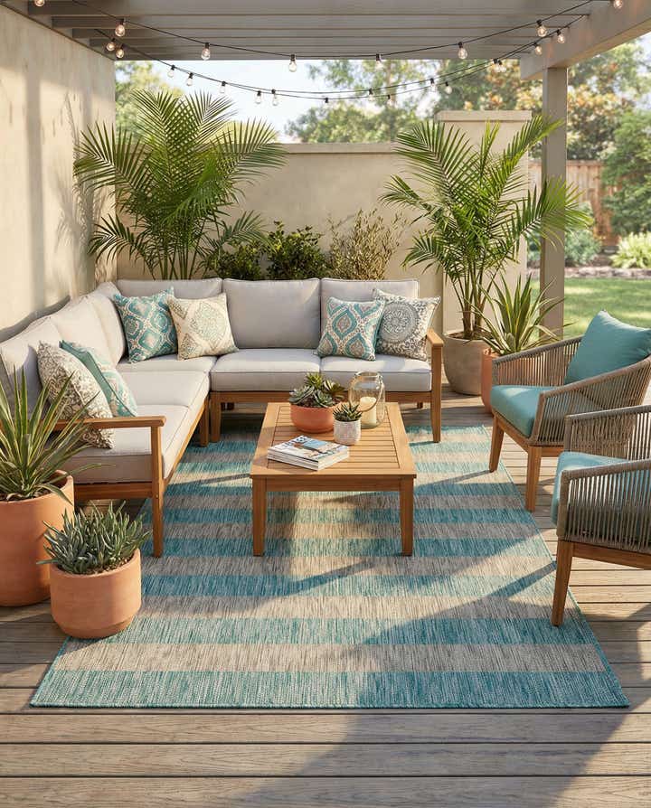 5' 3 x 8' Easy-Clean Ribbon Indoor / Outdoor Rug
