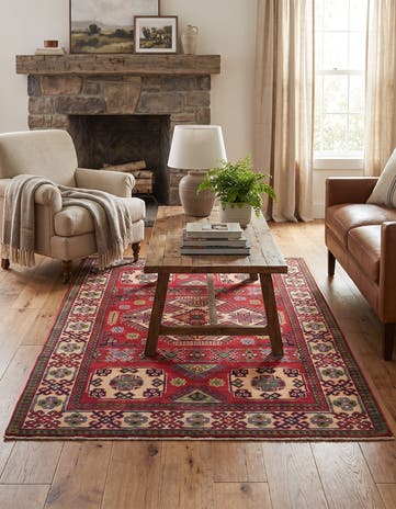 4' x 6' 4 Hand Knotted Kazak Rug