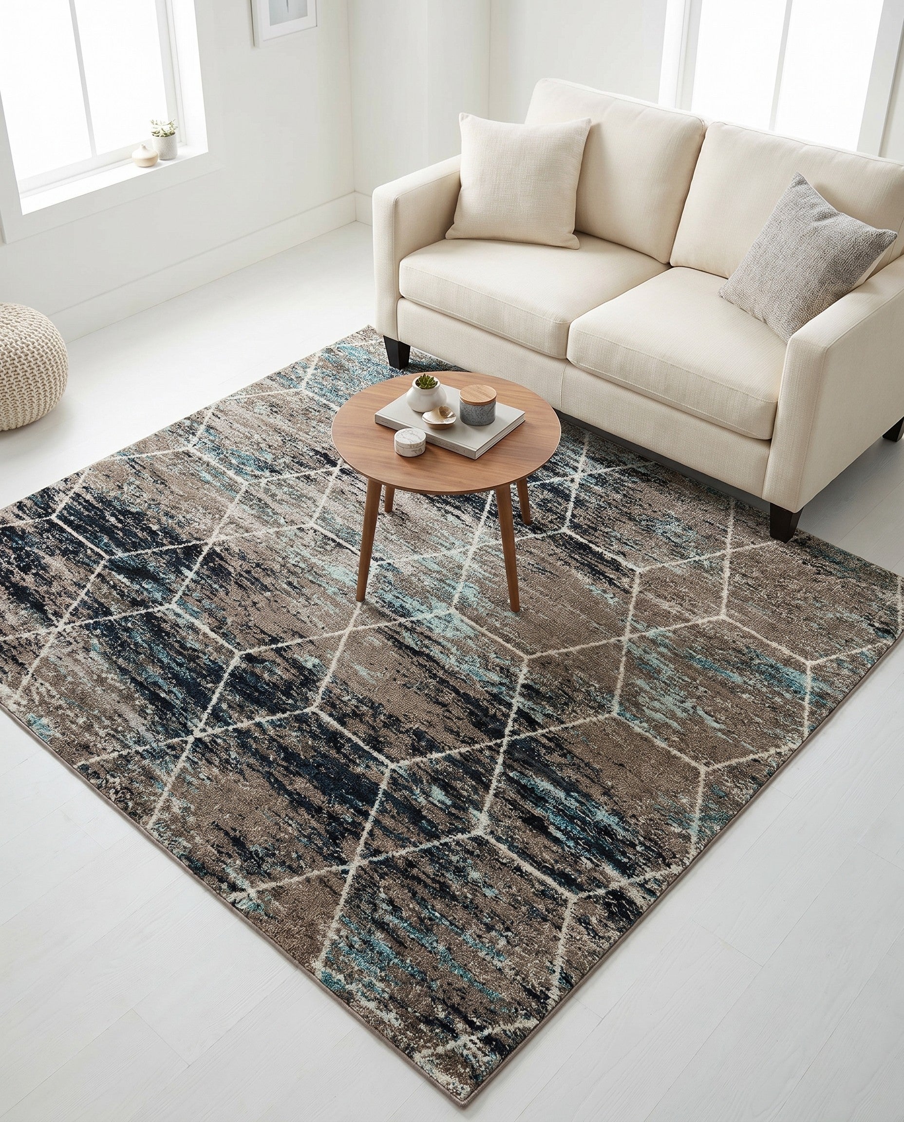 6' x 6' Lattice Frieze Square Rug