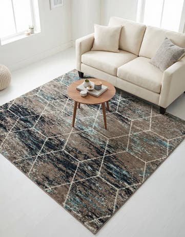 6' x 6' Lattice Frieze Square Rug