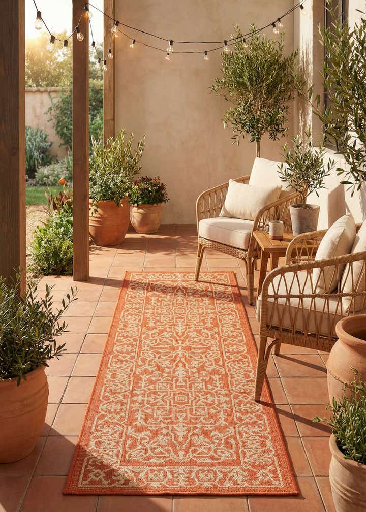 2' 2 x 6' Easy-Clean Botanical Indoor / Outdoor Runner Rug