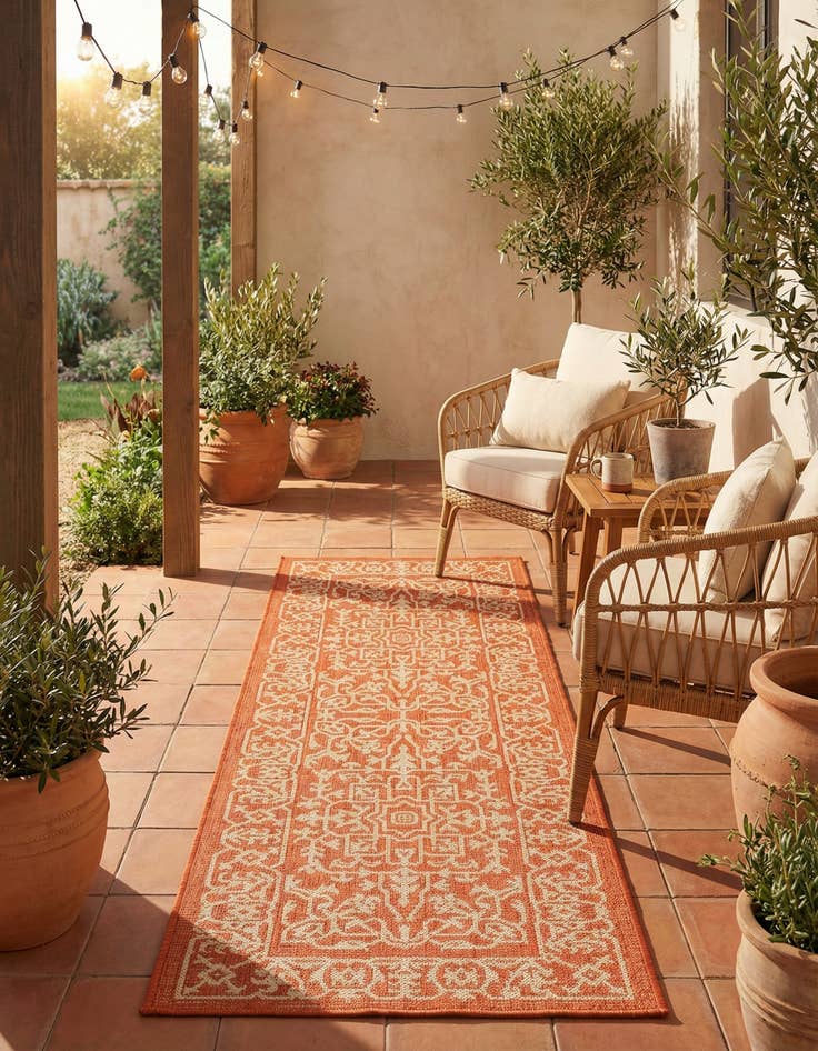 Detail image of 2' 2 x 6' Easy-Clean Botanical Indoor / Outdoor Runner Rug