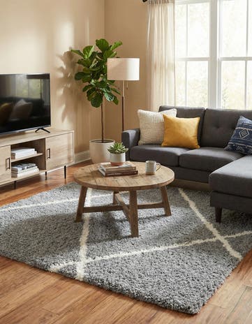Ash Gray Infinity Shag Square Rug