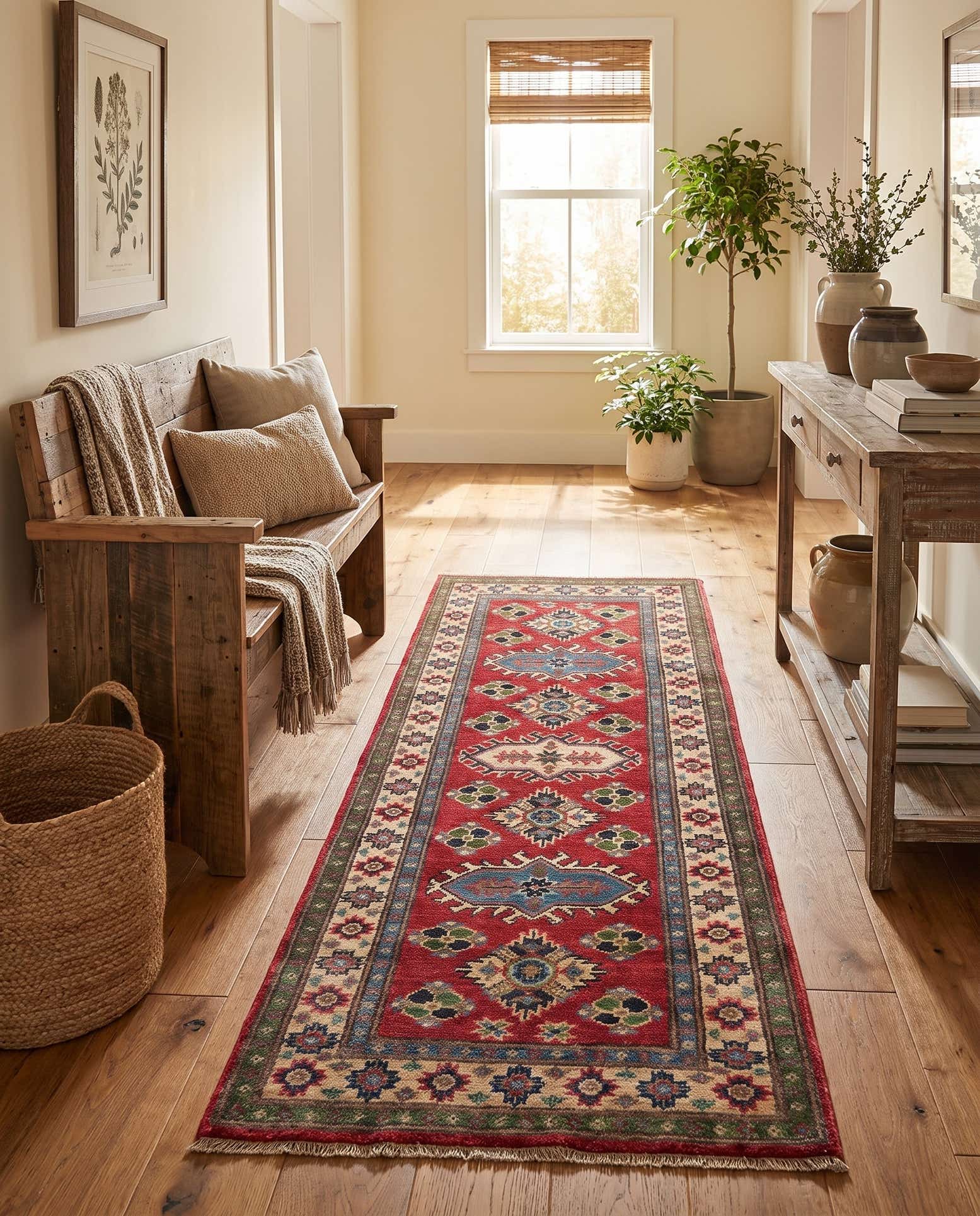65cm x 175cm Hand Knotted Kazak Runner Rug