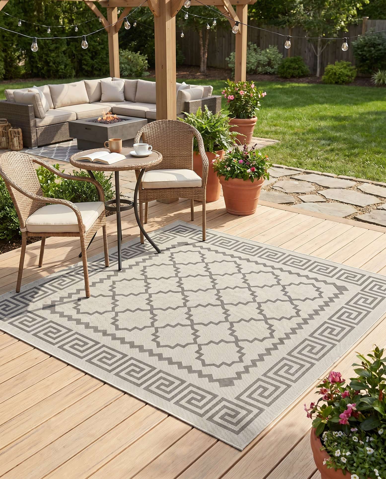 6' x 6' Easy-Clean Lattice Indoor / Outdoor Square Rug