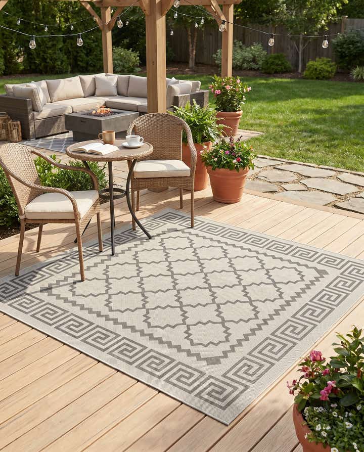 6' x 6' Easy-Clean Lattice Indoor / Outdoor Square Rug