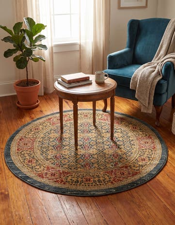 Navy Blue Amina Round Rug