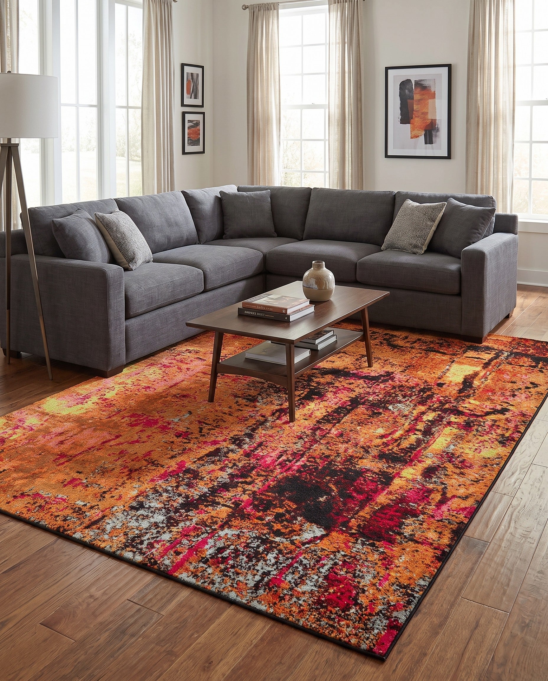 Orange Washable Hyacinth Rug