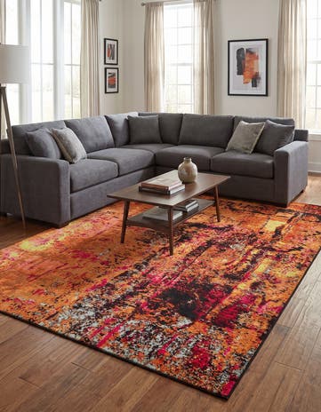Orange Washable Hyacinth Rug