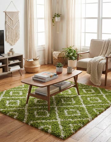 4' x 4' Lattice Shag Square Rug