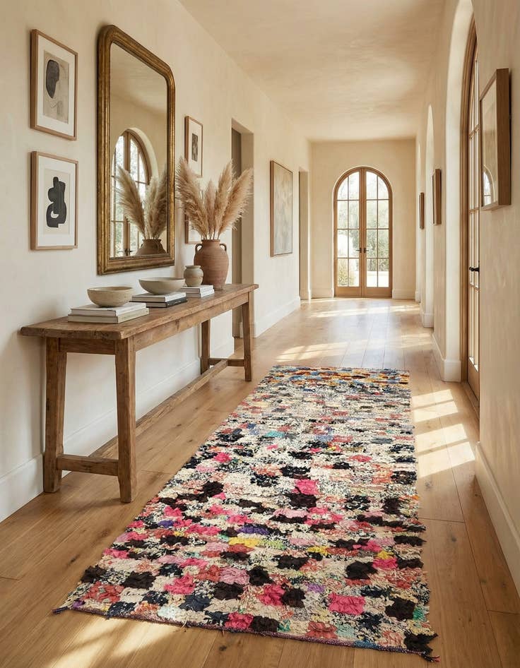 Detail image of 4' 5 x 9' Hand Knotted Moroccan Wool Runner Rug