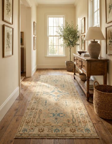2' 9 x 6' 3 Hand Knotted Oushak Wool Runner Rug