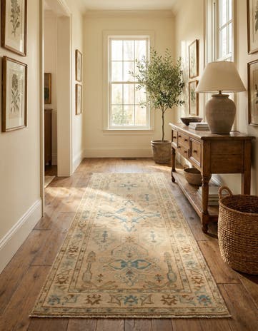 2' 9 x 6' 3 Hand Knotted Oushak Wool Runner Rug