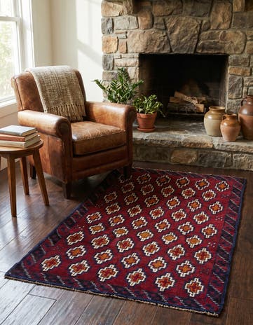 2' 9 x 4' 8 Hand Knotted Balouch Persian Wool Rug