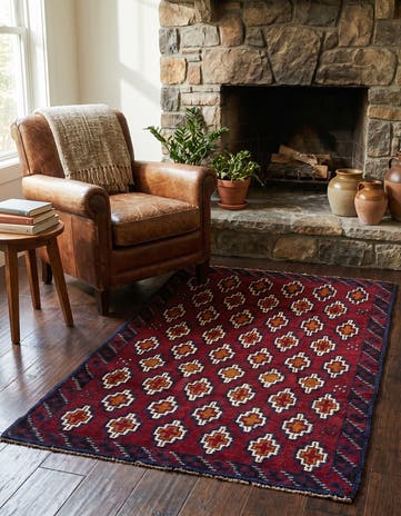 2' 9 x 4' 8 Hand Knotted Balouch Persian Wool Rug