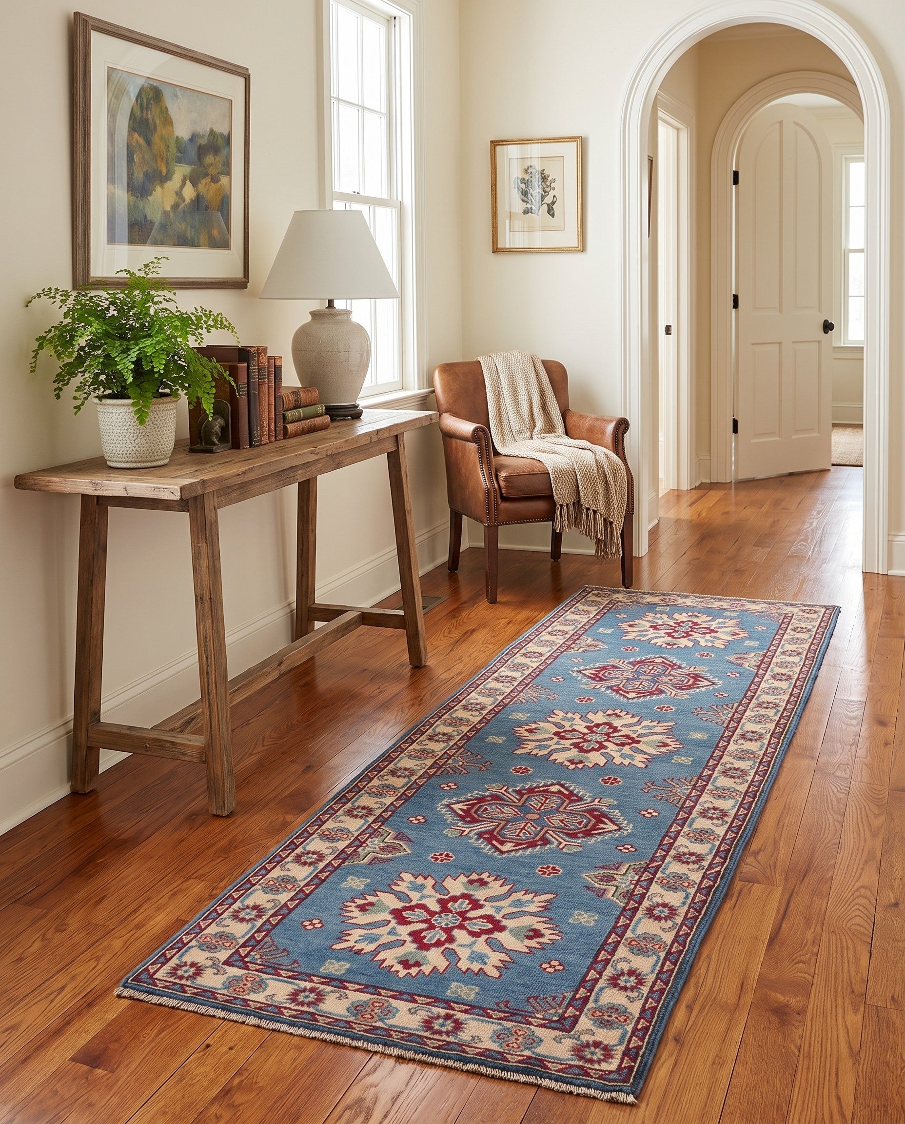 80cm x 240cm Hand Knotted Kazak Runner Rug