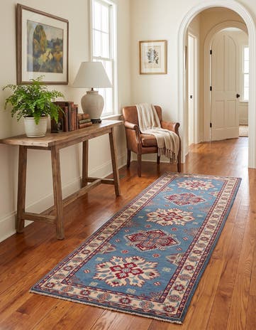 80cm x 240cm Hand Knotted Kazak Runner Rug