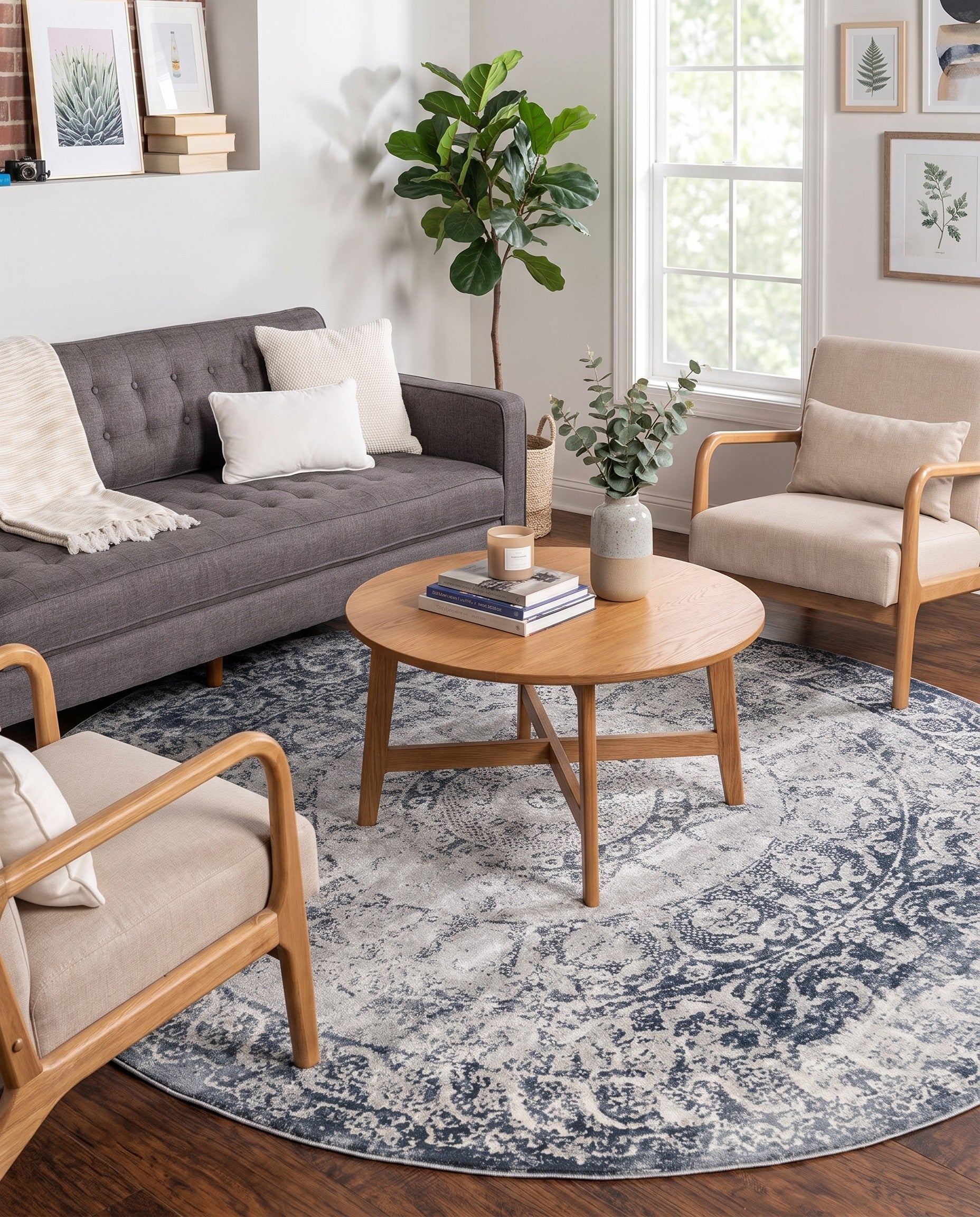 Dark Blue Eliza Round Rug