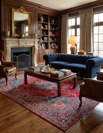 9' 6 x 12' 6 Hand Knotted Mashad Persian Wool Rug