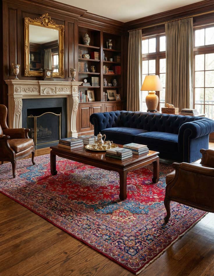 Detail image of 9' 6 x 12' 6 Hand Knotted Mashad Persian Wool Rug