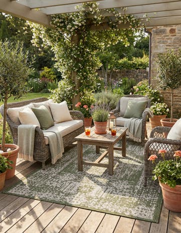 5' 3 x 8' Easy-Clean Traditional Indoor / Outdoor Rug