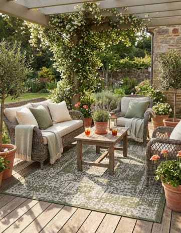 5' 3 x 8' Easy-Clean Traditional Indoor / Outdoor Rug