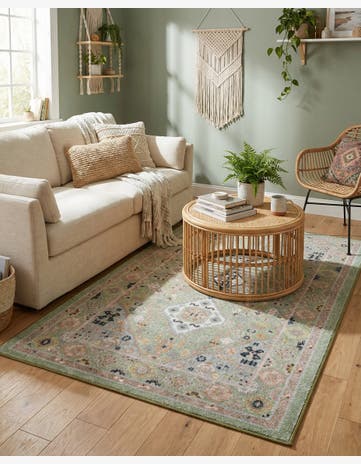 Light Green Kamala Washable Rug