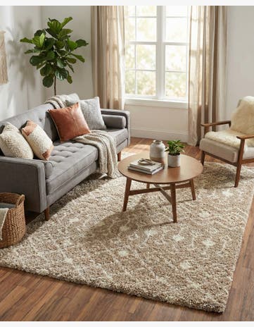 Light Brown Moroccan Trellis Shag Rug