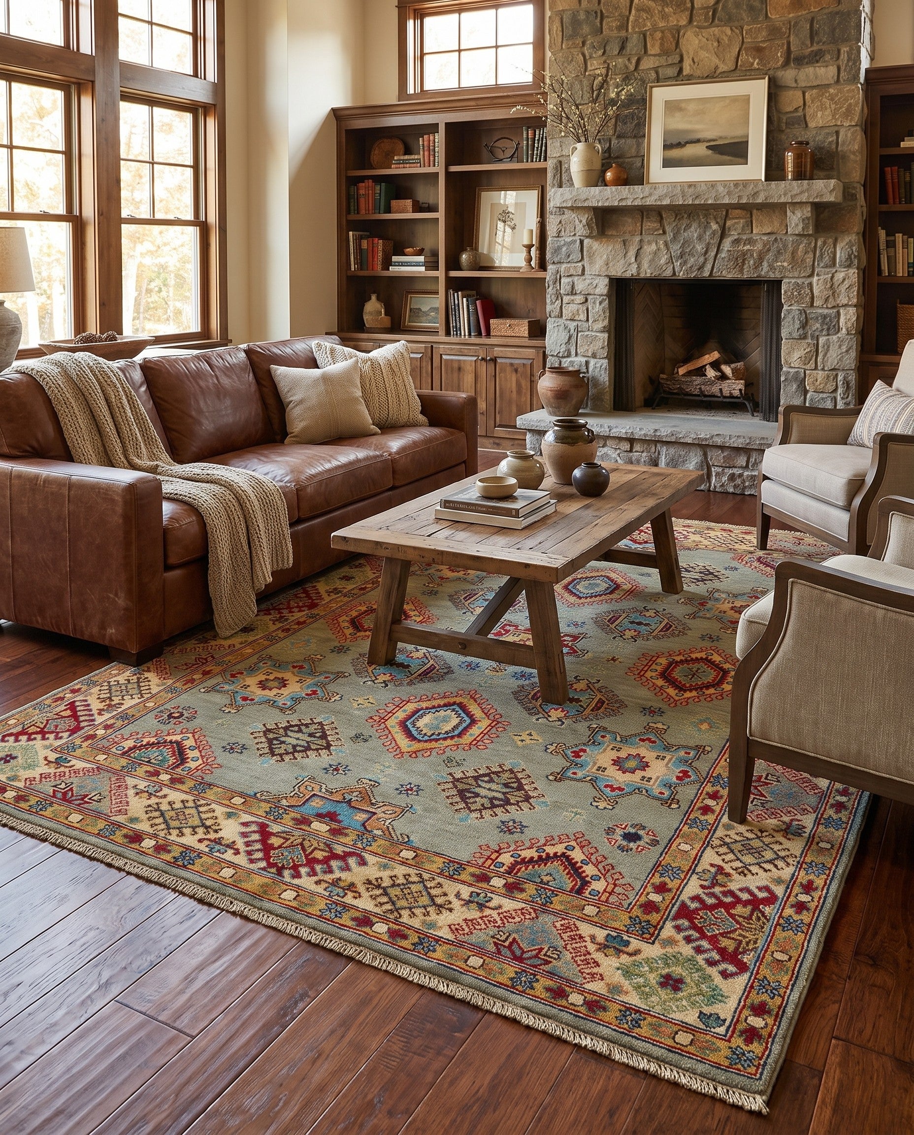 5' 7 x 7' 10 Hand Knotted Kazak Rug