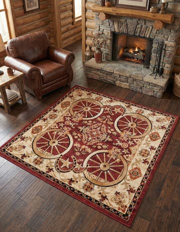 Red Pioneer Square Rug