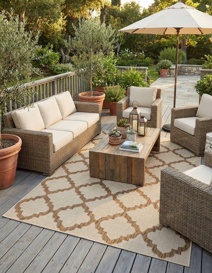 Detail image of 5' 3 x 8' Washable Lattice Indoor / Outdoor Rug