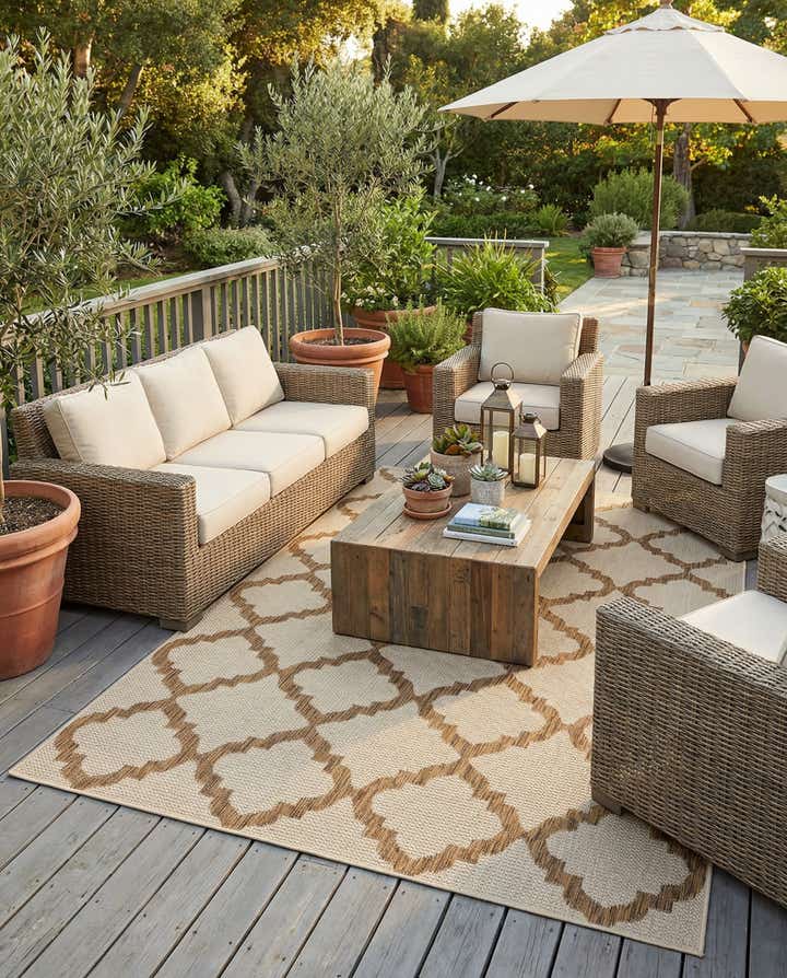 5' 3 x 8' Easy-Clean Trellis Indoor / Outdoor Rug