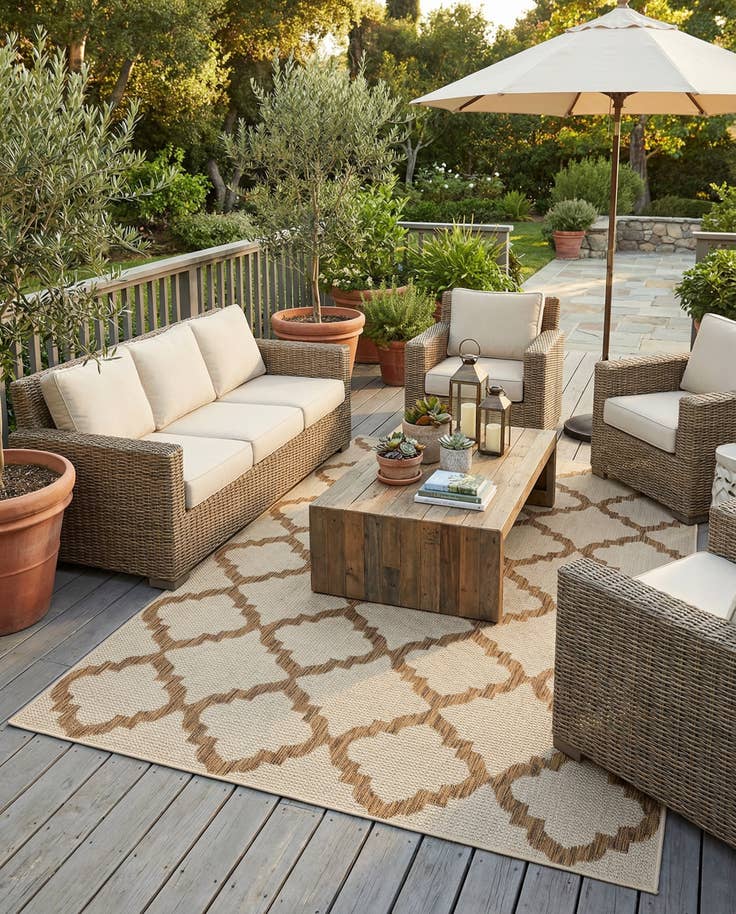 Detail image of 5' 3 x 8' Easy-Clean Trellis Indoor / Outdoor Rug