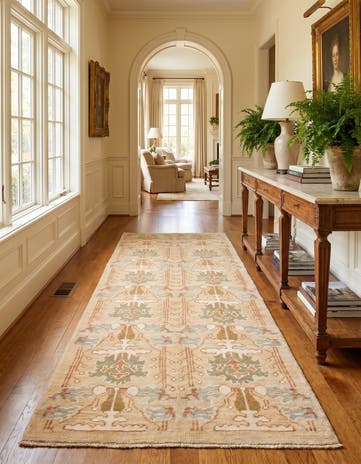 4' 6 x 7' 6 Hand Knotted Oushak Wool Runner Rug